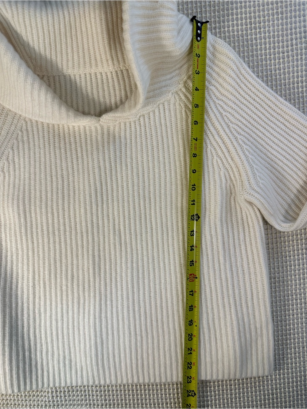 Ivory 100% Cashmere Ribbed Cowl Neck Sweater Oversized Wide Collar Size L - Picture 6 of 6